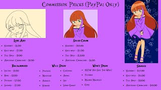 Help Support Me! Art Commissions Are Open! (PayPal only)