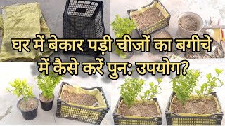 घर में पड़ी बेकार चीजों का गार्डन में कैसे उपयोग करें//Reporting by hibiscus plant,17June2024#garden