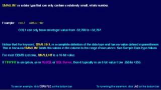 SQL 040 Data Types, Exact Numeric, SMALLINT