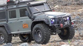 RC Hobby Off road driving in Construction area with Traxxas Trx4 Defender