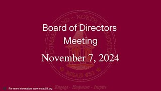 MSAD 51 School Board Meeting November 7, 2024