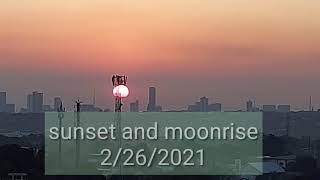 sunset and moonrise