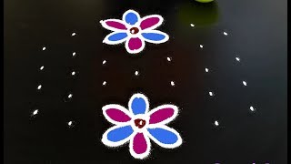 latest pretty deepam kolam designs with 7 dots // easy rangoli  // small muggulu