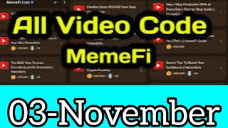 3 November All Memefi YouTube Video Code | Memefi video code today #memefi #memefisecretcode