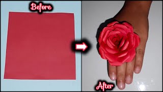 How To Make JISOO's Flower 🌹| Paper Flower Making Step By Step | DIY Origami Flower | Flower Ring