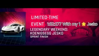 Asphalt 9 : Legendary weekend Jesko [1:32:377]