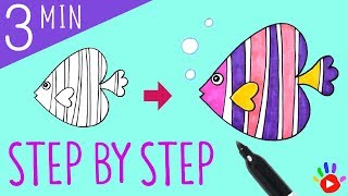 How to Draw Pink Coral Fish | Drawing Colorful Fish | Fun Easy Drawing Tutorial for Kids | OKIDOKIDS