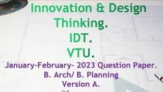 IDT VTU Model Question Paper 2024 | Questions & Answers #importantquestions