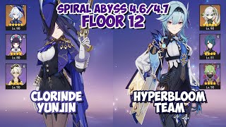 Clorinde Yunjin & Eula Hyperbloom | Spiral Abyss 4.6/4.7 | Genshin Impact