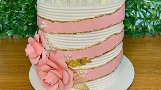 COMO FAZER BOLO VAZADO 🌸 BOLO DE REPENTE MAIS LINDA - Decoração de bolo super delicada feminina 💕