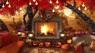 🍁Cozy Autumn Fireplace🍁 | Cozy Porch Ambience & Autumn Vibes 🍁