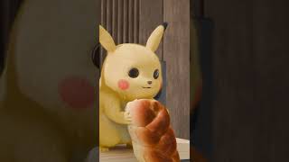 Pikachu from Pokemon eats a roll - a sweet #short 3D animation in a realistic style #pikachu