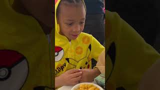 7 year old tries Raw Oyster 🦪 wearing Pokémon Pikachu