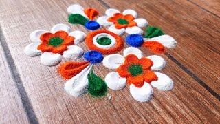 Independence day rangoli 1/स्वतंत्रता दिवस रांगोळी/Flower rangoli/ Republic day rangoli/Purva's Art