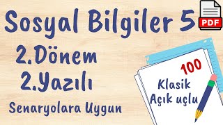 Sosyal Bilgiler 5. Sınıf 2. Dönem 2. Yazılı MEB Senaryo yazılı açık uçlu / klasik +PDF