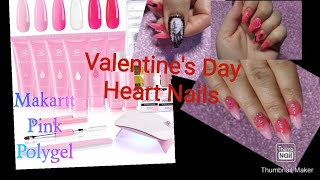 Makartt Pink Polygel Valentine's/Anniversary Nails