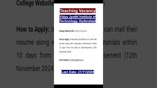 Assistant Professor/Associate Professor/Professor Vacancy2024# Principal Vacancy 2024#jobs# applynow