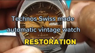 Swiss made original automatic watch, vintage technos Swiss watch, overhauling repair and restoration