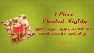 3 Piece Pleated Nighty Cutting And Stitching Malayalam Part -1