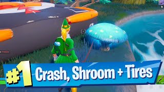 Bounce on a Crash Pad, a Bouncy Slurpshroom, and Off-Road Tires In A Single Match Location Fortnite