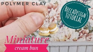 Miniature cream bun - polymer clay tutorial