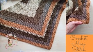 Crochet 1 Row Repeating Triangle Shawl with Moss Stitch/Crochet Triangle Shawl for Beginners