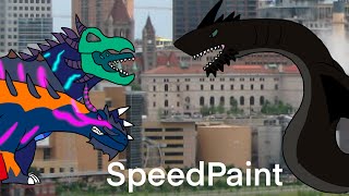 Titanus Kanon & Titanus Nozomi Vs Titanus Black Demon Shark (SpeedPaint)