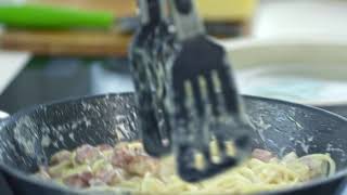 Cooking Creamy Pasta On A Pan