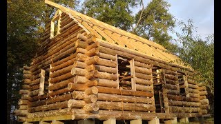 OFF GRID LOG CABIN BUILD #15 Log Gables