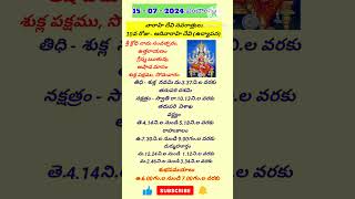 Today Telugu Panchangam (15/07/2024) #shorts   #telugupanchangam #trending