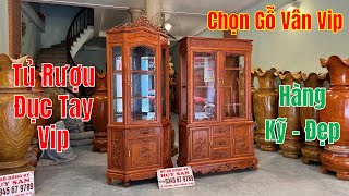 2 Mẫu Tủ Rượu Đục Tay Gỗ Hương Đá Chọn Vân Vip