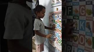 LKG kid's English Alphabet - A B C D E - English letters.