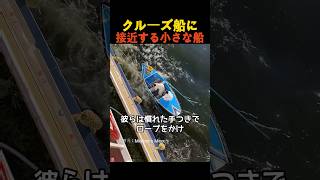 クルーズ船に接近する小さな船の正体