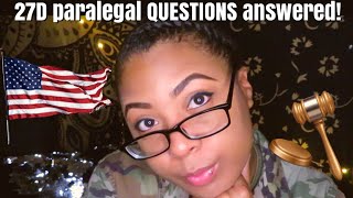 ARMY MOS: 27D PARALEGAL QUESTIONS ANSWERED 2019!