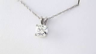 0.60 carat cushion forever one DEF moissanite pendant in 14K gold