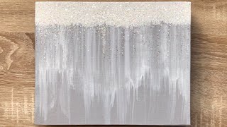 Abstract Acrylic Painting Swipe Technique With White Glitter