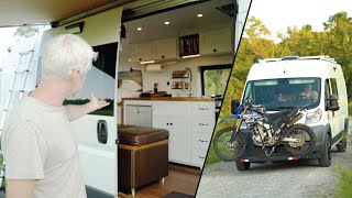 Sweet HIGH SECURITY van conversion w/ MOTORBIKE & MOUNTAIN BIKE, CCTV, EPIC OFFICE, Shower & Toilet