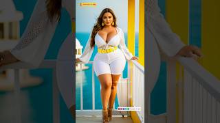 Plus-Size Dubai Model in Stylish Outfit | Monday Colors: White & Yellow | AI Model Lookbook