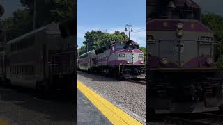 Outbound MBTA train pulling into Reading, MA