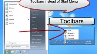 Use toolbars instead of Windows Start Menu