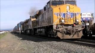 Union Pacific Intermodal Trains Meet at the Roseville Yard