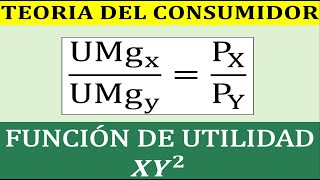 EJERCICIO DE LA TEORÍA DEL CONSUMIDOR   FUNCIÓN DE UTILIDAD XY^2