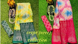 💞💞beautifully designed printed crepe sarees collection 💞💞 multi printed sarees online shopping 287