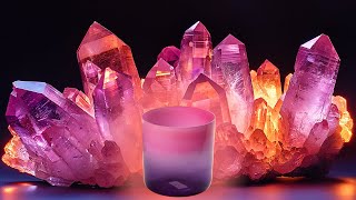 Sacred Singing Bowls™ 7" Amethyst & Rose Color Quartz Crystal Singing Bowl 247 Hz