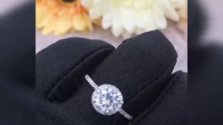 14k white gold 6.5mm Forever Classical Moissanite Ring