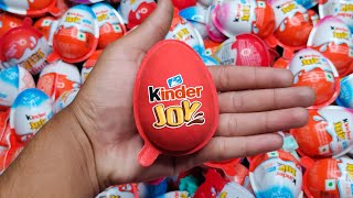 NEW! Colored Glitter Kinder Joy opening ASMR - A lot of Kinder Surprise egg toys Part-000