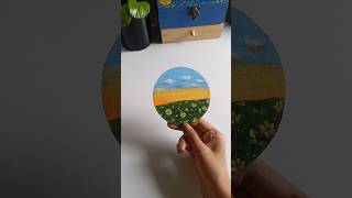 Easy acrylic sunset with sunflower painting #shortsart #acrylicpainting #painting #ytshorts #viral