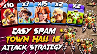 TH16 OVERGROWTH Spell Attack With (ROOT RIDER VALKYRIE DRUID & SUPER BARBARIAN) TH16 Attack Strategy