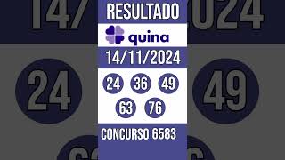 🔥 🍀 QUINA hoje - 14/11/2024 - ACUMULADA - 2 MILHÕES - Resultado concurso 6583