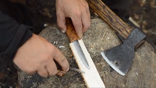 Making nordic bushcraft knife - blacksmithing, leather sheath, burl handle, fishing trip